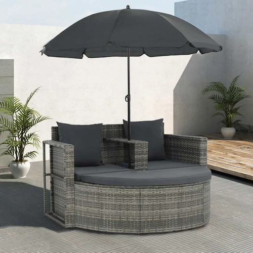 Gartenbett poly rattan grau - rattan,