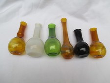 6 kleine Lauscha Glasvasen, DDR Glas , Fadenglas , weiß, grün , schwarz, gelb