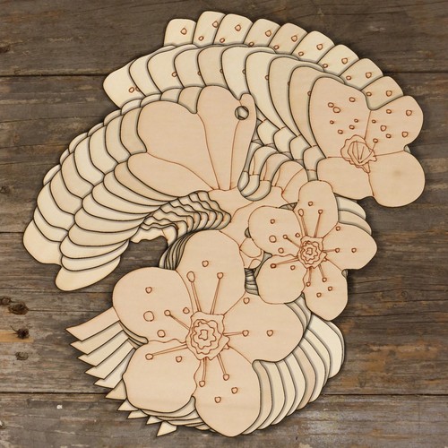 10x holz kirschblumen auf - holz,
