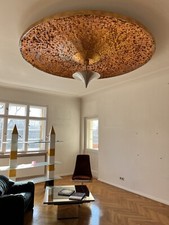 true vintage Ø 210cm große blattvergoldete Design Deckenlampe Leuchte Kunst 90er