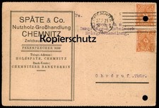 ALTE FIRMEN POSTKARTE CHEMNITZ SPÄTE & CO. 1923 NUTZHOLZ-GROSSHANDLUNG Holz wood
