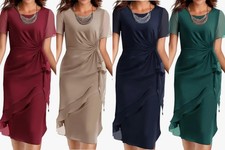 Festliche Kleider Für Damen Elegante Chiffon Kleid Hochzeitsgast Cocktailkleid