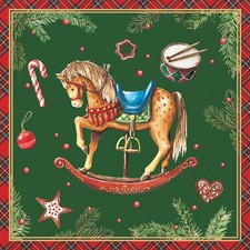 Weihnachten Servietten 33x33 cm 3-lagig 20 Stück Classic rocking horse green FSC