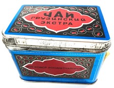 Teedose / Blechdose "grusinischer Tee " georgisch / russisch / UDSSR  leer