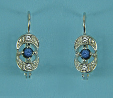 Ohr-Hänger, Ohrringe, Safir, Diamanten in Weiß- Gold 333/ooo