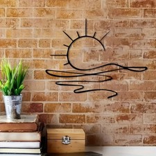 Sonnenaufgang Wandbild Metall Wand Dekoration Sonne Meer Wandtattoo Wohnzimmer