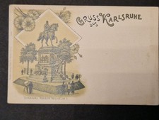 Litho AK Gruss aus Karlsruhe Denkmal Kaiser Wilhelm I nicht gelaufen (B453)