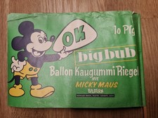 OK Kaugummi Werbung Fahne big bub Micky Maus ca.60er Jahre Rarität