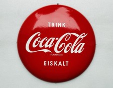 Emailschild Trink Coca Cola eiskalt - 55cm - Original & Unrestuariert, 1950er
