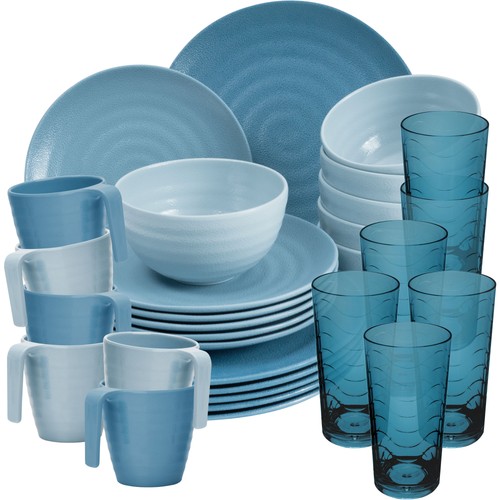 Melamin geschirr set blau - blau, 6