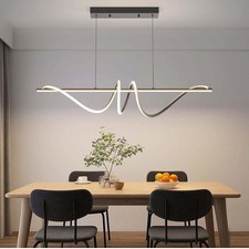 Mikeru 120cm Schwarze Spiral LED Pendelleuchte, Moderne Esszimmer