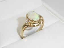18K Gold Ring 750 Gelbgold  Opal Diamant  Verlobungsring RG 62 - 19,7 mm 8974