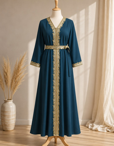 Damen kaftan lang grün gold - damen,
