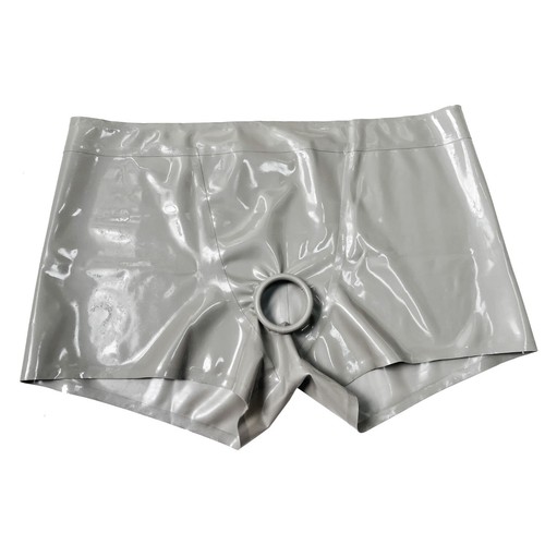 Grau latexshorts mit - grau,