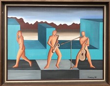 MODERNIST - MUSIZIRENDE FIGUREN - AKTE - NACKTE - BAND - BÜHNE - GEOMETRISCH 