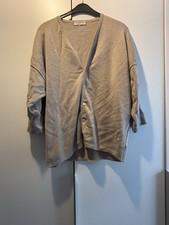 Heldmann Knitwear Damen Strickjacke Beige Braun Schurwolle Langarm Reise Urlaub 