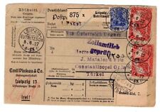 Türkei 1917 INCOMMING PAKETKARTE von LEIPZIG in die Türkei (T8071