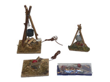 Feuerstelle  Lagerfeuer mit Kessel und Licht 3 stück im Set + Ersatzbirnen Rot