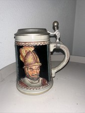 Bierkrug gerz zinndeckel - bierkrug,