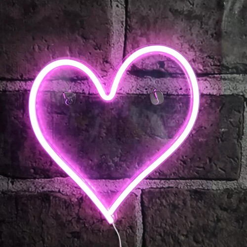Neon led schild herz pink - led,