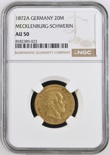VALORIS Kaiserreich 20 Mark Mecklenburg-Schwerin Friedr. Franz 1872 A NGC AU 50