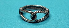 Vintage Sterlingsilber ESPO geflochten gedrehter Knoten Web Seil Lasso Ring KLEIN
