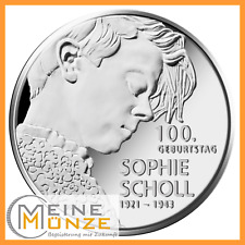 20 Euro Münze 100. GEBURTSTAG SOPHIE SCHOLL 2021 Silbermünze mit Kapsel DE