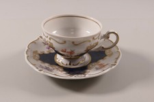 Weimar Sammeltasse Untertasse Mokka kobaltblau  Blumen blaue Marke
