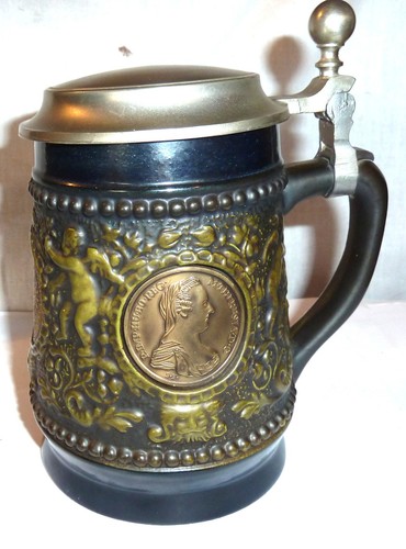 Seltener bierkrug zinndeckel - bierkrug,