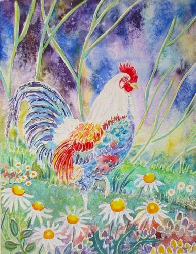 Hahn 24x32 blumen vögel - 24x32,