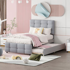 Polsterbett Kinderbett Jugendbett Bettgestell mit Ausziehbar Bett Gästebett Grau