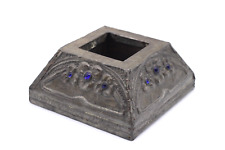 Jugendstil Holzsockel mit Metallmontur Blumenmotiv alt Vintage 10,5 x 10,5 cm