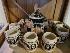 Altes Bowle Set + 6 Becher aus