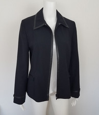 BIBA Leichte Jacke Blazer mit Reißverschluss Gr. 38 schwarz Kunstlederbesatz
