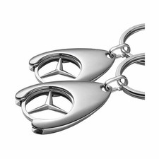 2x Original Mercedes-Benz Schlüsselanhänger Einkaufs Chip Stern Einkaufswagen