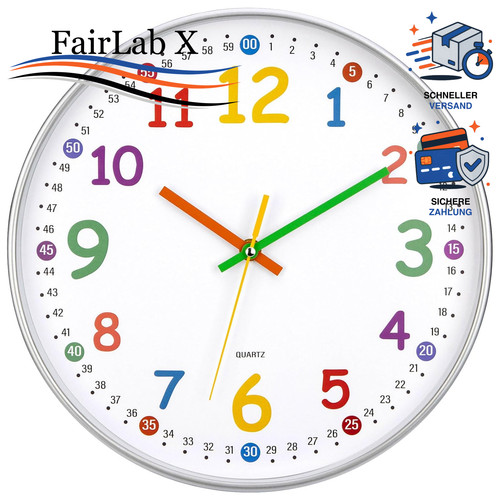 Wanduhr lautlos 30cm bunt - wanduhr,