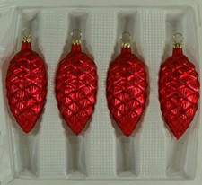 Lauschaer Glas Christbaumschmuck Tannenzapfen rot matt mundgeblasen