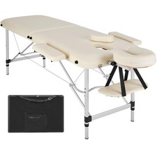 2 Zonen Massageliege mit Polsterung und Aluminiumgestell beige B-Ware