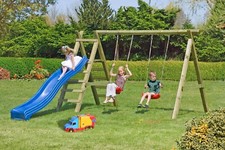 Schaukelgerüst 370x190x220 cm Kiefer KDI mit Rutsche blau B-Ware überlagert