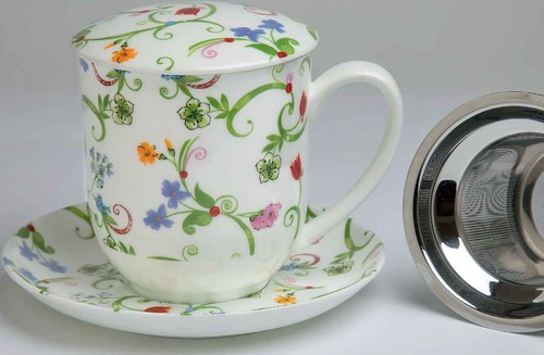 Teetasse mit sieb und - mit, deckel