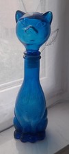 Vintage Empoli Glasflasche „Katze“, Dekanter Dekokatze