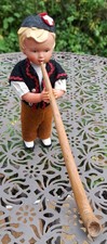 Trachten Puppe alt - Alphornbläser aus der Schweiz - 16,5cm - Rarität Sammler