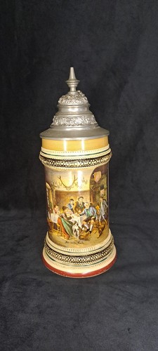 Alter bierkrug mit zinndeckel - mit,