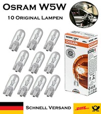 10x Osram W5W 12V 2825 Original Glassockel Standlicht Innenlicht Ersatz Birne