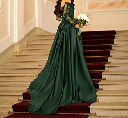 Damen abendkleid lang grün - abendkleid,
