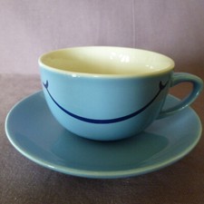 Tchibo Feine Milde Gute Laune Tasse Kaffeetasse m. Unterteller hellblau /Vintage