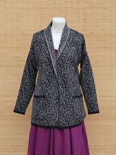 hübsche Strickjacke INVERO schwarz grau Jacquard Wolle Taschen - Gr. S