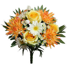 Kunstblume Strauß Rosen-Dahlie Künstlicher Blumenstrauß Dahlien 38cm GELB-ORANGE