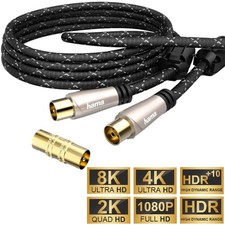 Hama 10m Antennen-Kabel 120db Koaxial-Kabel Koax-Kabel 8K 4K HD TV LED LCD OLED