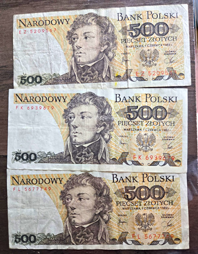 Polen banknote 500 złotych - polen, 3x